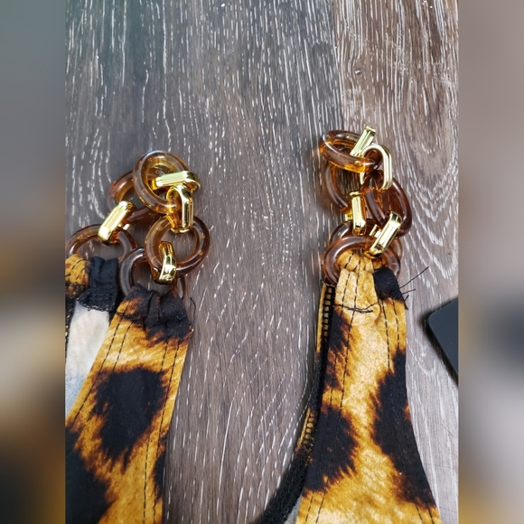 BEBE Leopard Print Midi Dress with Chain Straps Size ) - Picture 6 of 9